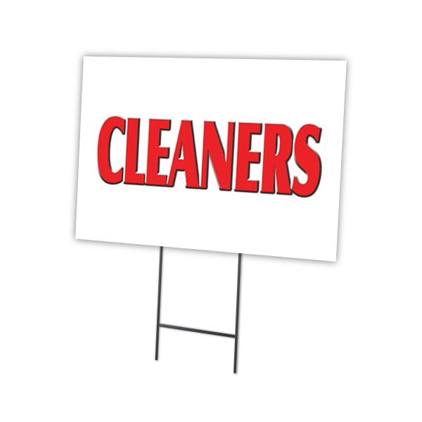 Cleaners Yard Sign & Stake outdoor plastic coroplast window, C-1824 Cleaners